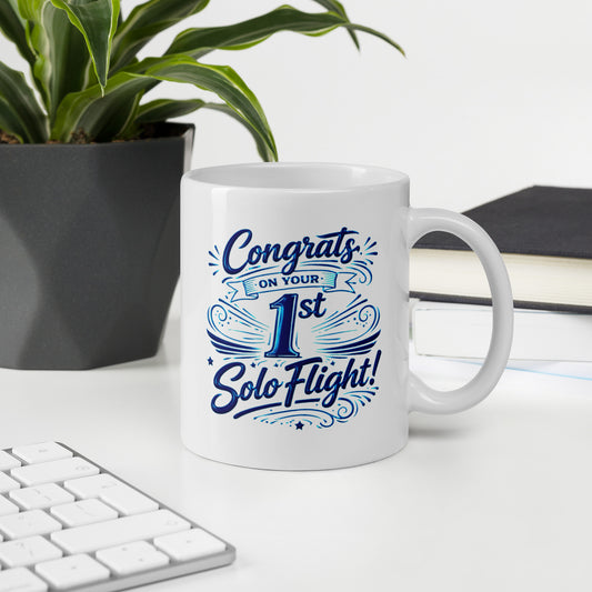 Congrats on your 1st Solo Flight! (v3. blue) 11 oz. mug