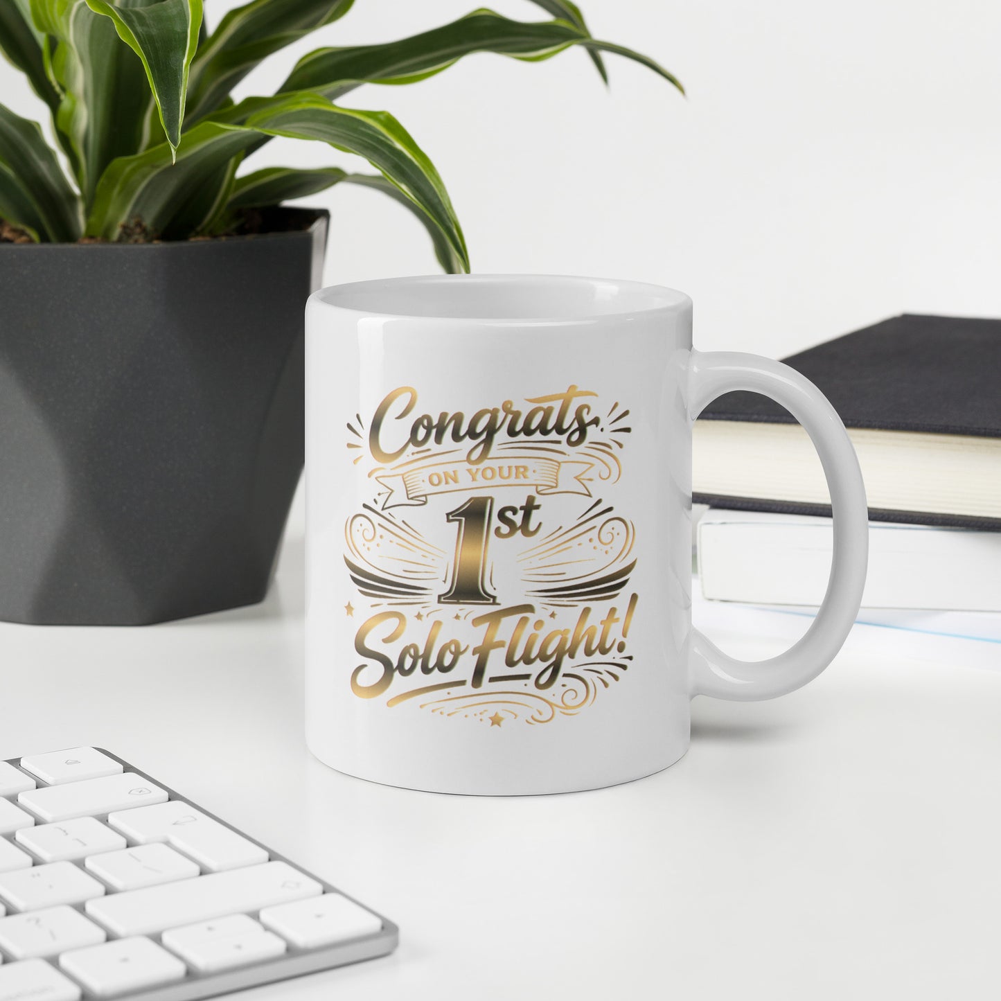 Congrats on your 1st Solo Flight! (v3. gold) 11 oz. mug