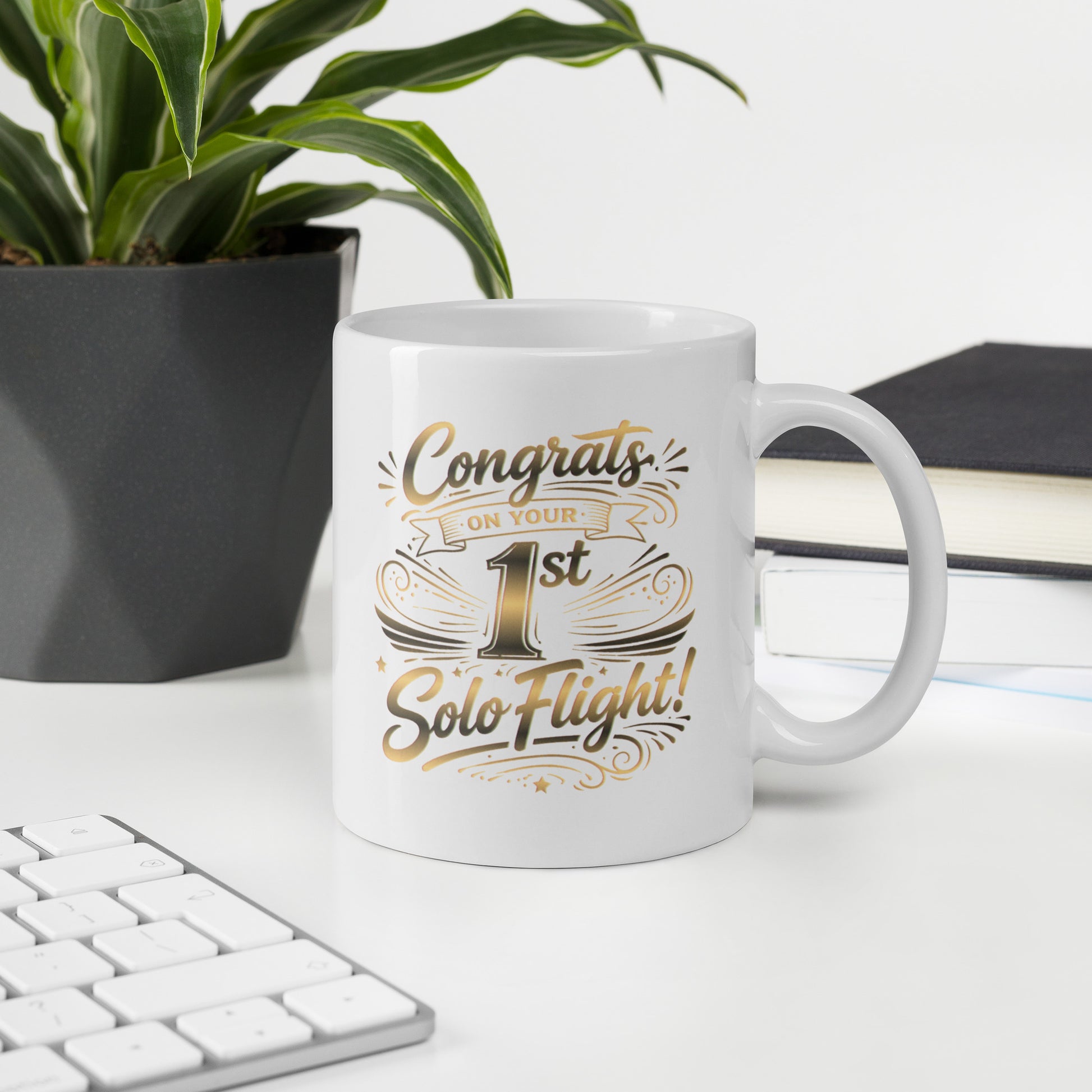 Congrats on your 1st Solo Flight! (v3. gold) 11 oz. mug
