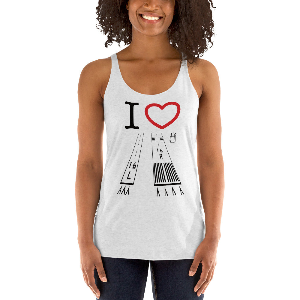 Van Nuys Airport Runways 16L - 16R Women's Racerback Tank