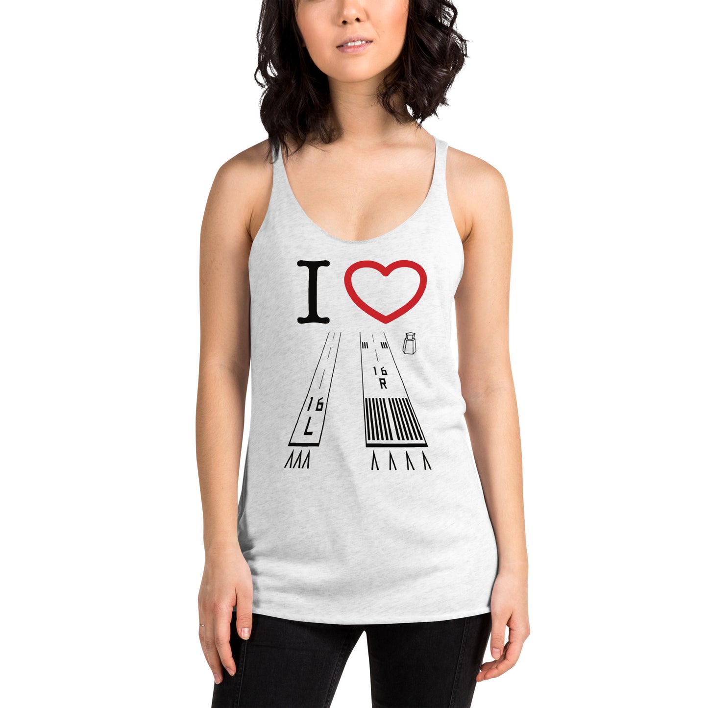 Van Nuys Airport Runways 16L - 16R Women's Racerback Tank