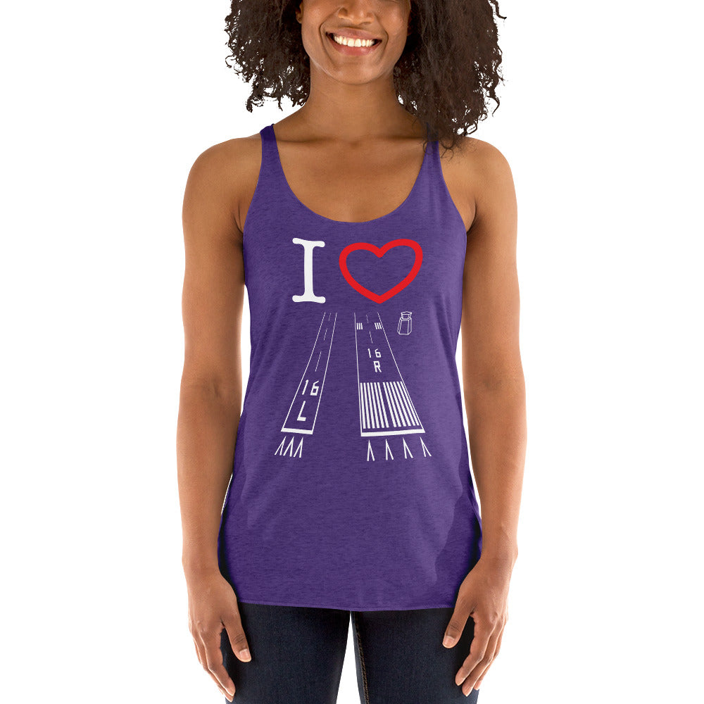 Van Nuys Airport Runways 16L - 16R Women's Racerback Tank