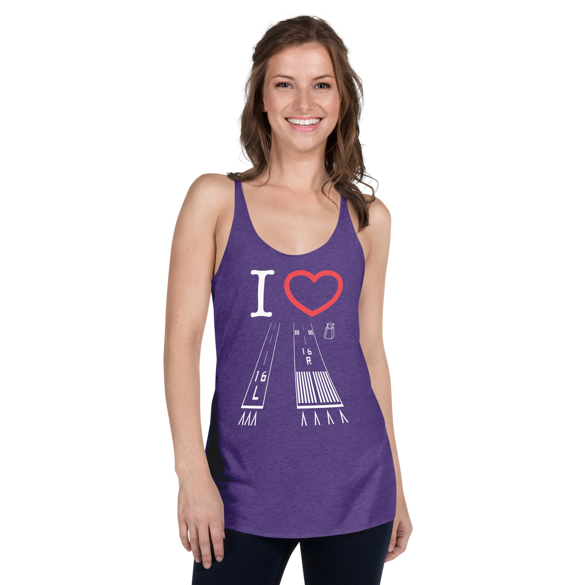 Van Nuys Airport Runways 16L - 16R Women's Racerback Tank