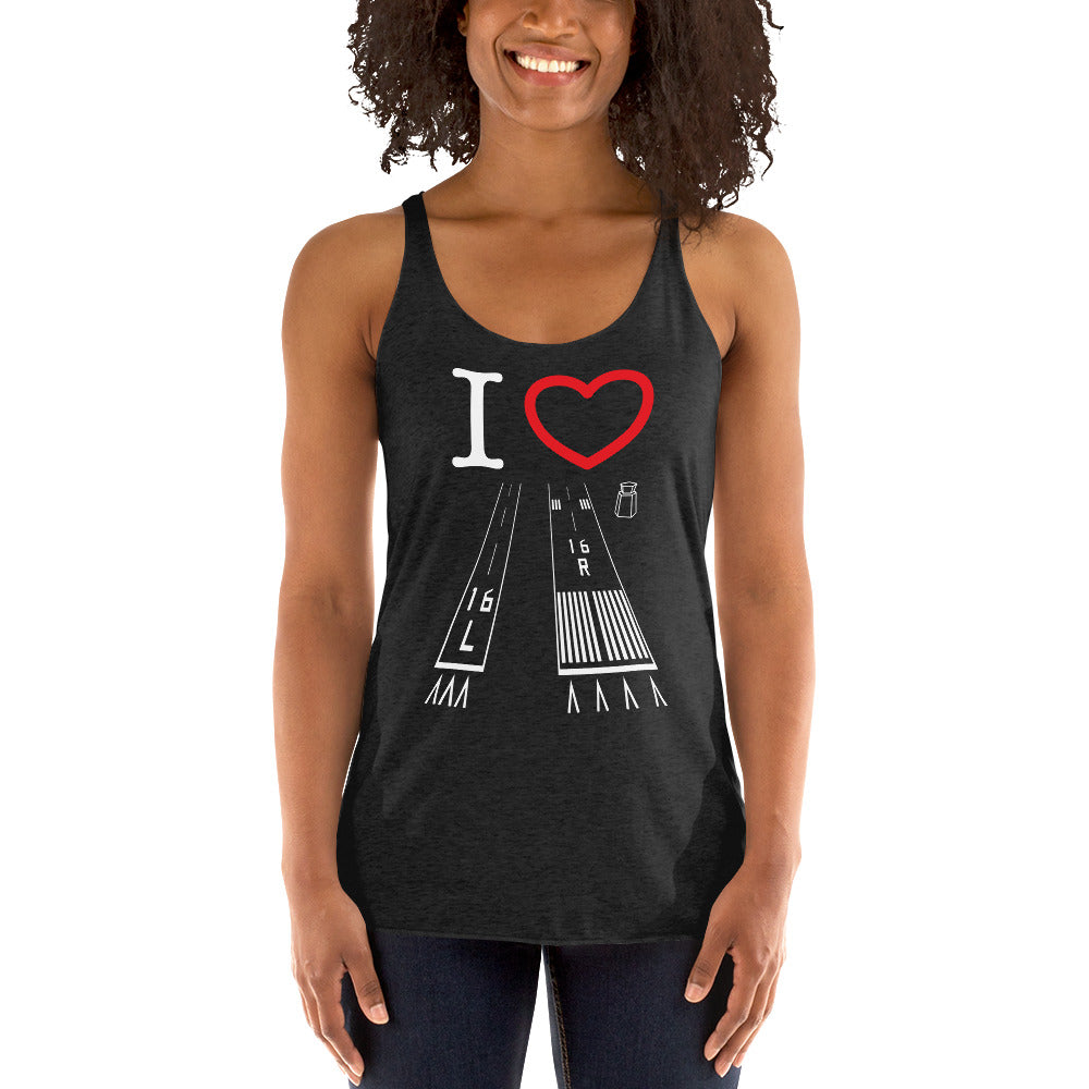 Van Nuys Airport Runways 16L - 16R Women's Racerback Tank