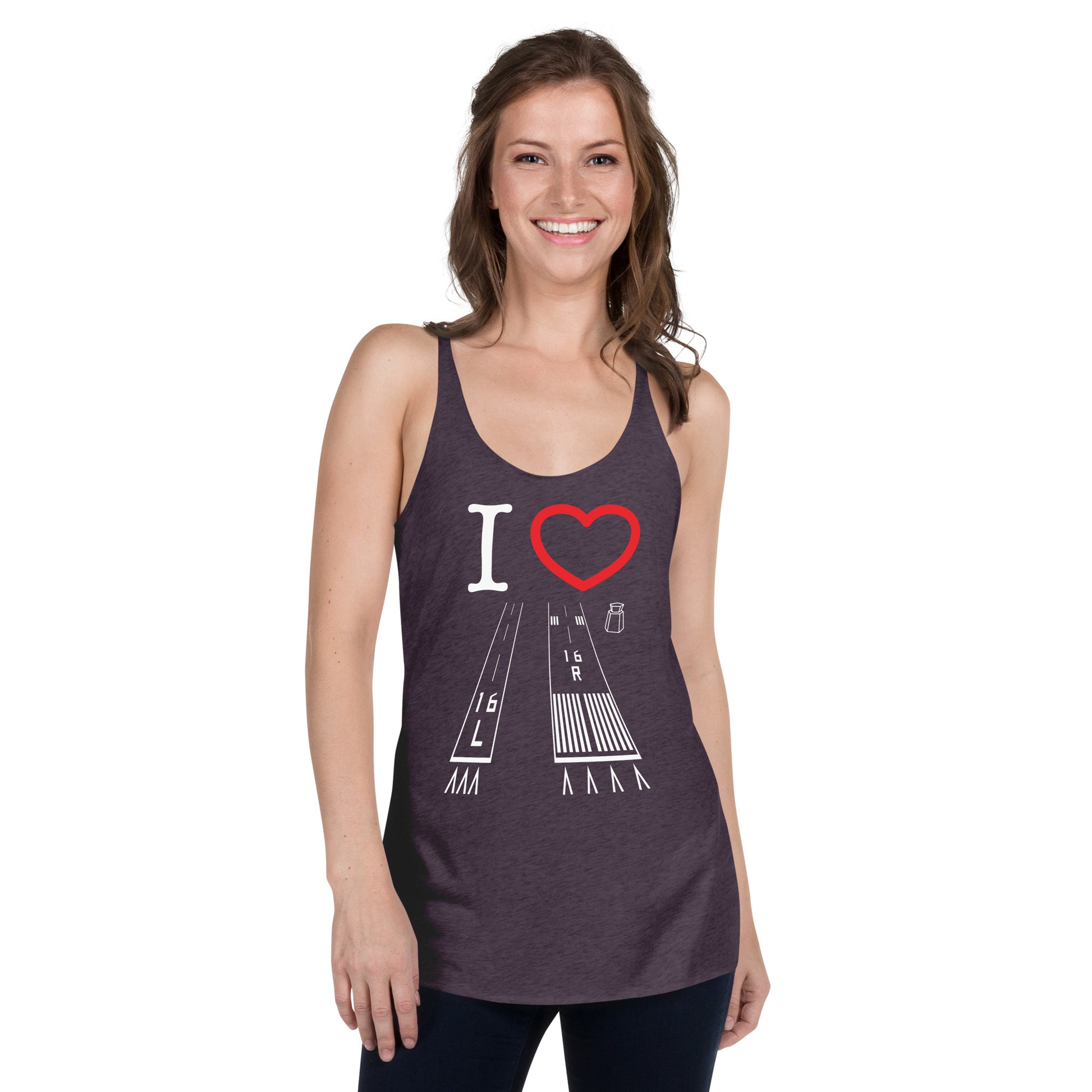 Van Nuys Airport Runways 16L - 16R Women's Racerback Tank