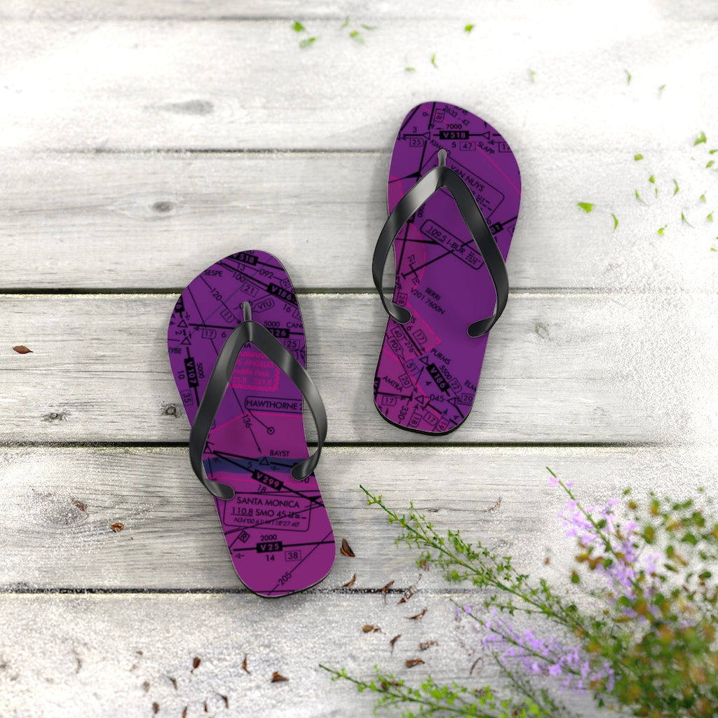 Aeronautical Chart Flip-Flops (ELUS3/purple)