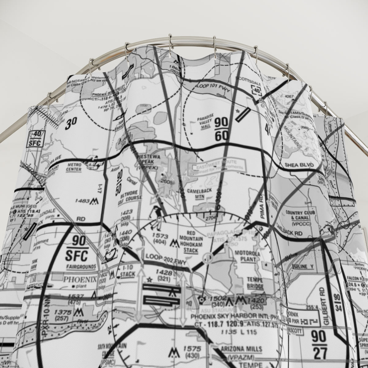 Phoenix TAC Chart shower curtain (b&w)