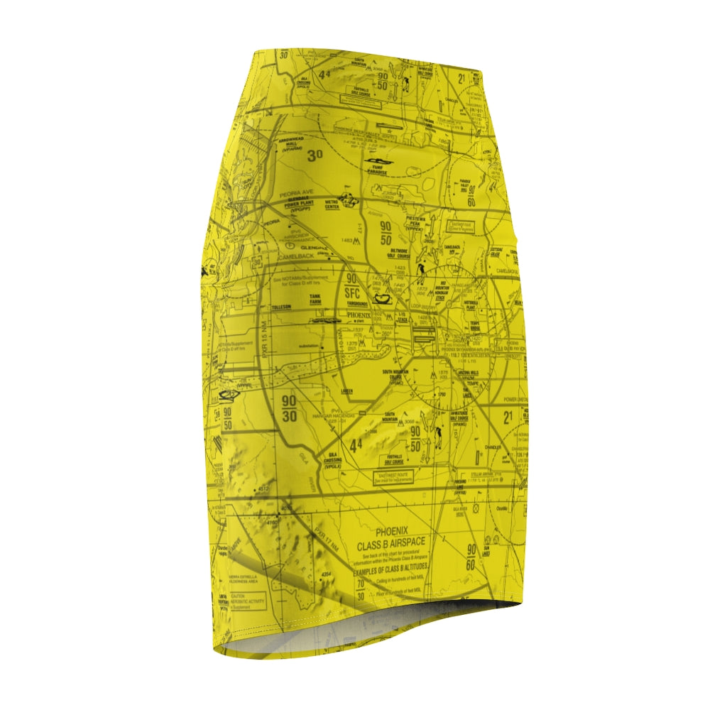 Phoenix TAC Chart - women's pencil skirt (yellow)