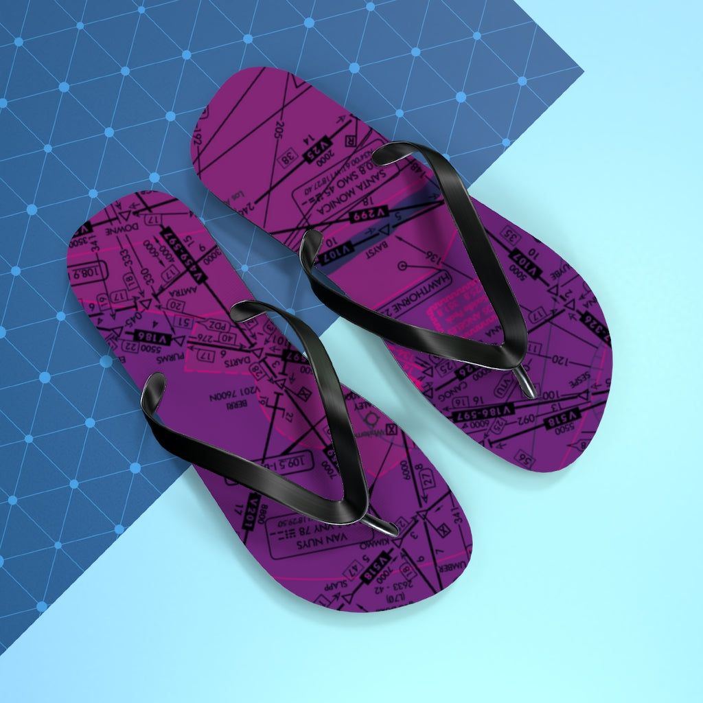 Aeronautical Chart Flip-Flops (ELUS3/purple)