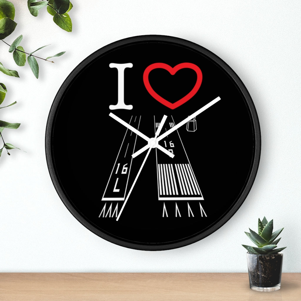 Van Nuys Airport Runways 16L - 16R wall clock (black)
