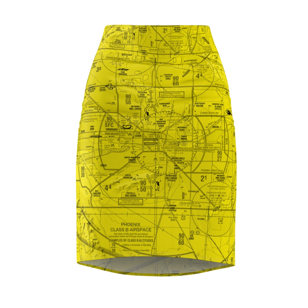 Phoenix TAC Chart - women's pencil skirt (yellow)
