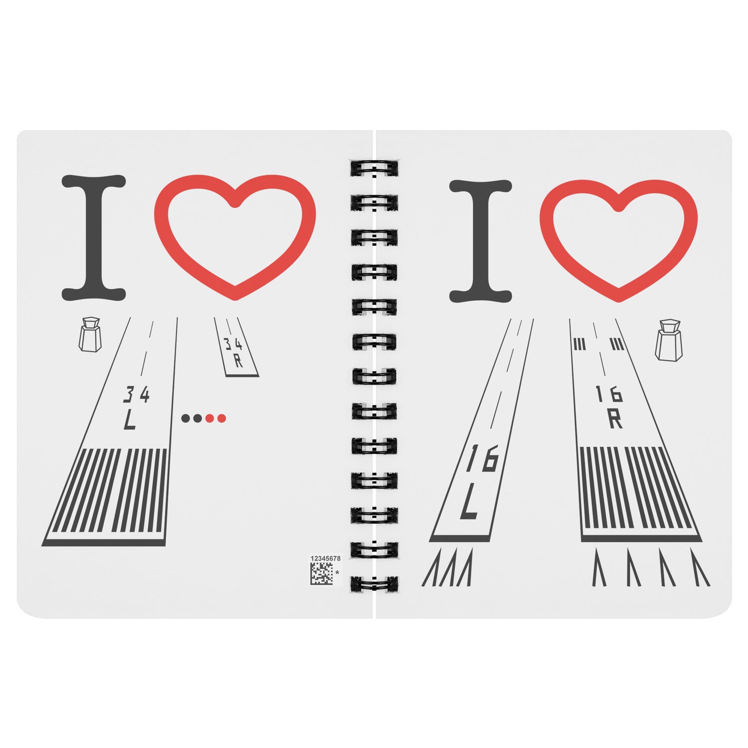 Van Nuys Airport Runways 16L - 16R / 34L - 34R spiral notebook