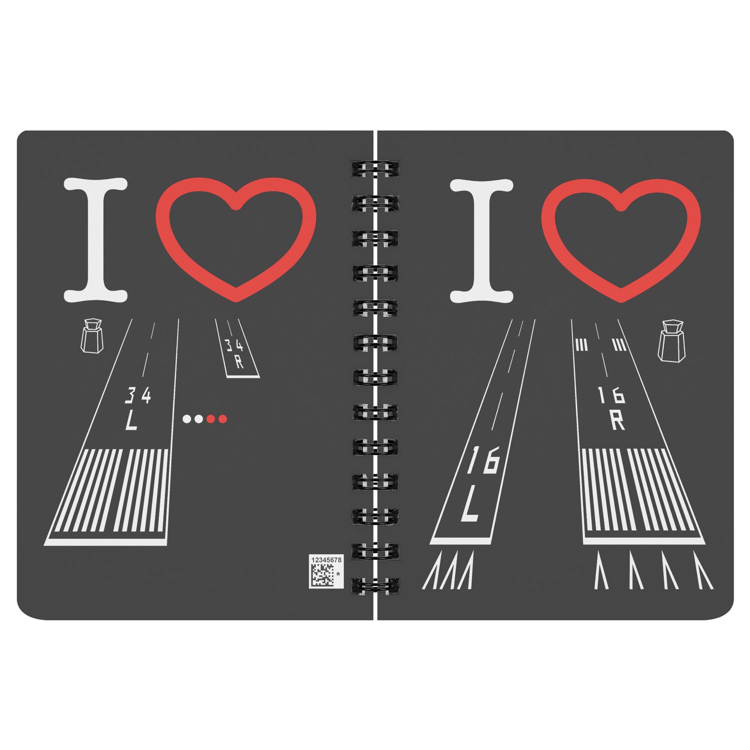 Van Nuys Airport Runways 16L - 16R / 34L - 34R spiral notebook