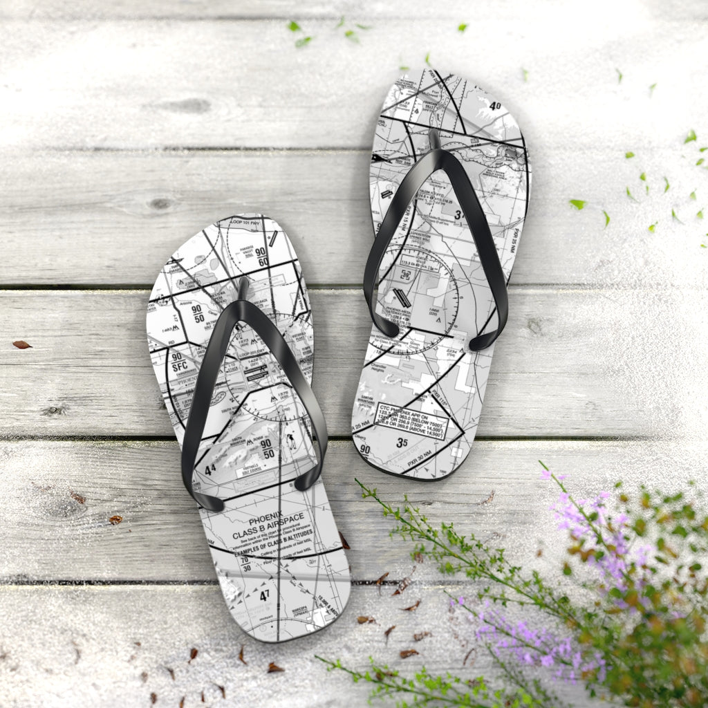 Aeronautical Chart Flip-Flops (PHX/b&w)