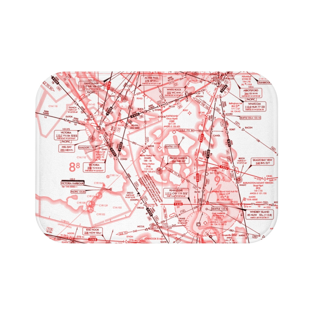Enroute Low Altitude Chart bath mat (red&white)