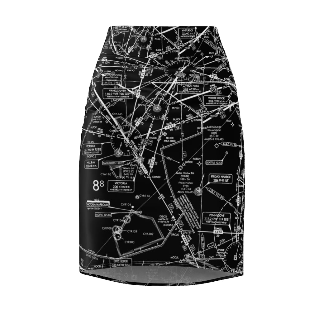 Enroute Low Altitude Chart - women's pencil skirt (black)