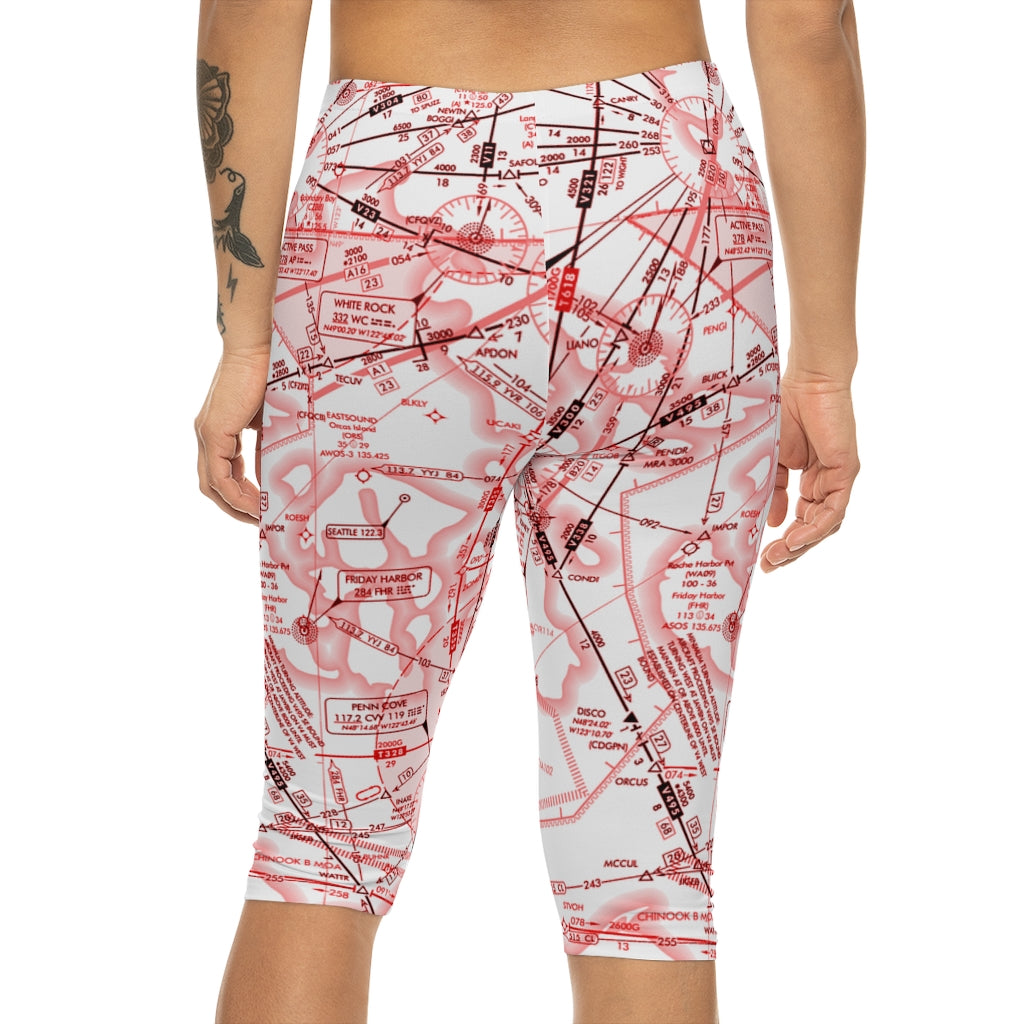 Enroute Low Altitude Chart capri leggings (red&white)