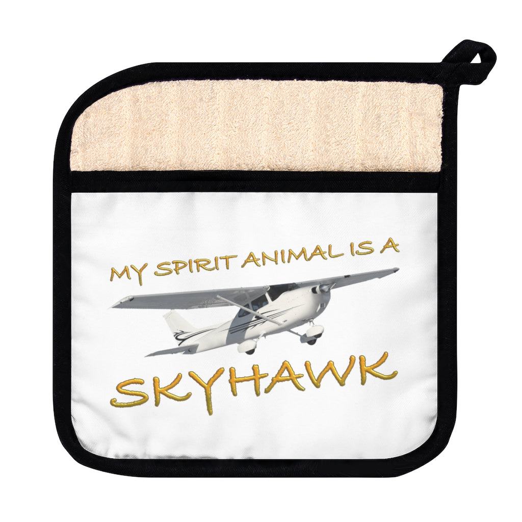 My Spirit Animal is a Skyhawk pot holder (yellow)