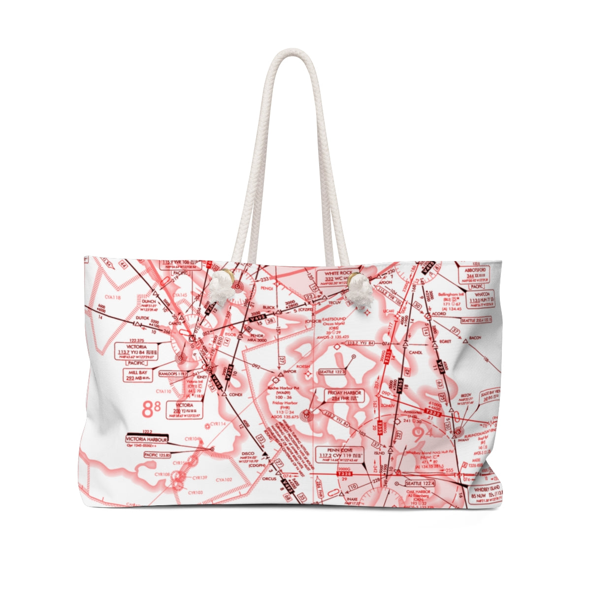 Aeronautical Chart weekender tote bag (ELUS1/red&white)