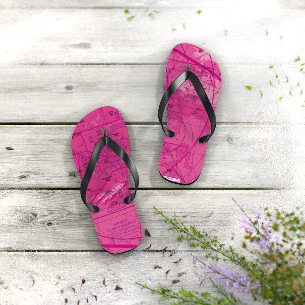 Aeronautical Chart Flip-Flops (PHX/pink)