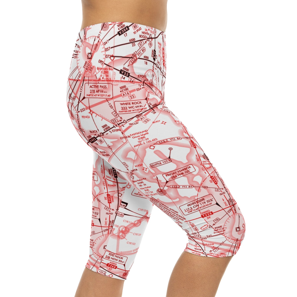 Enroute Low Altitude Chart capri leggings (red&white)