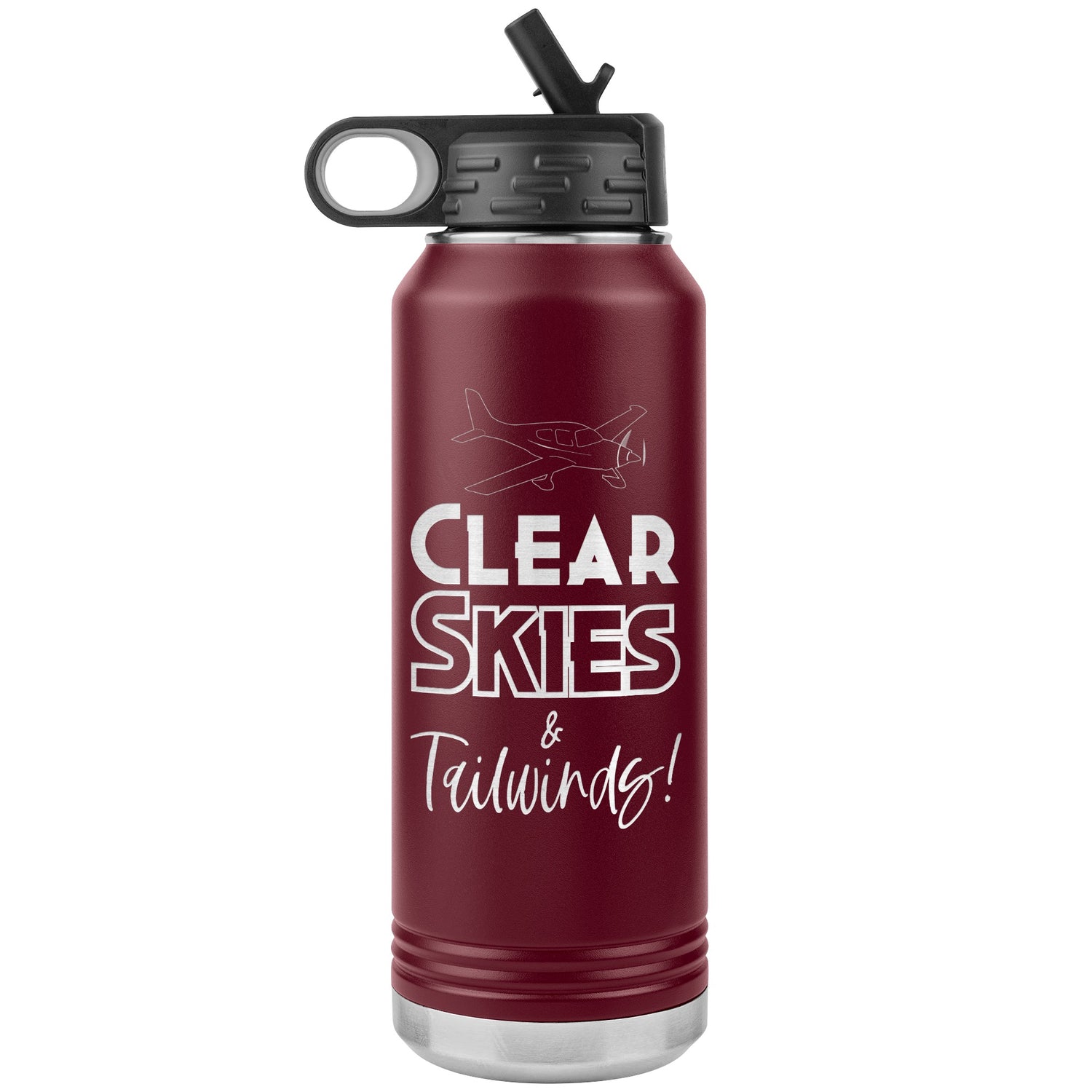 Clear Skies & Tailwinds! - 32 oz. water bottle (w/low wing)