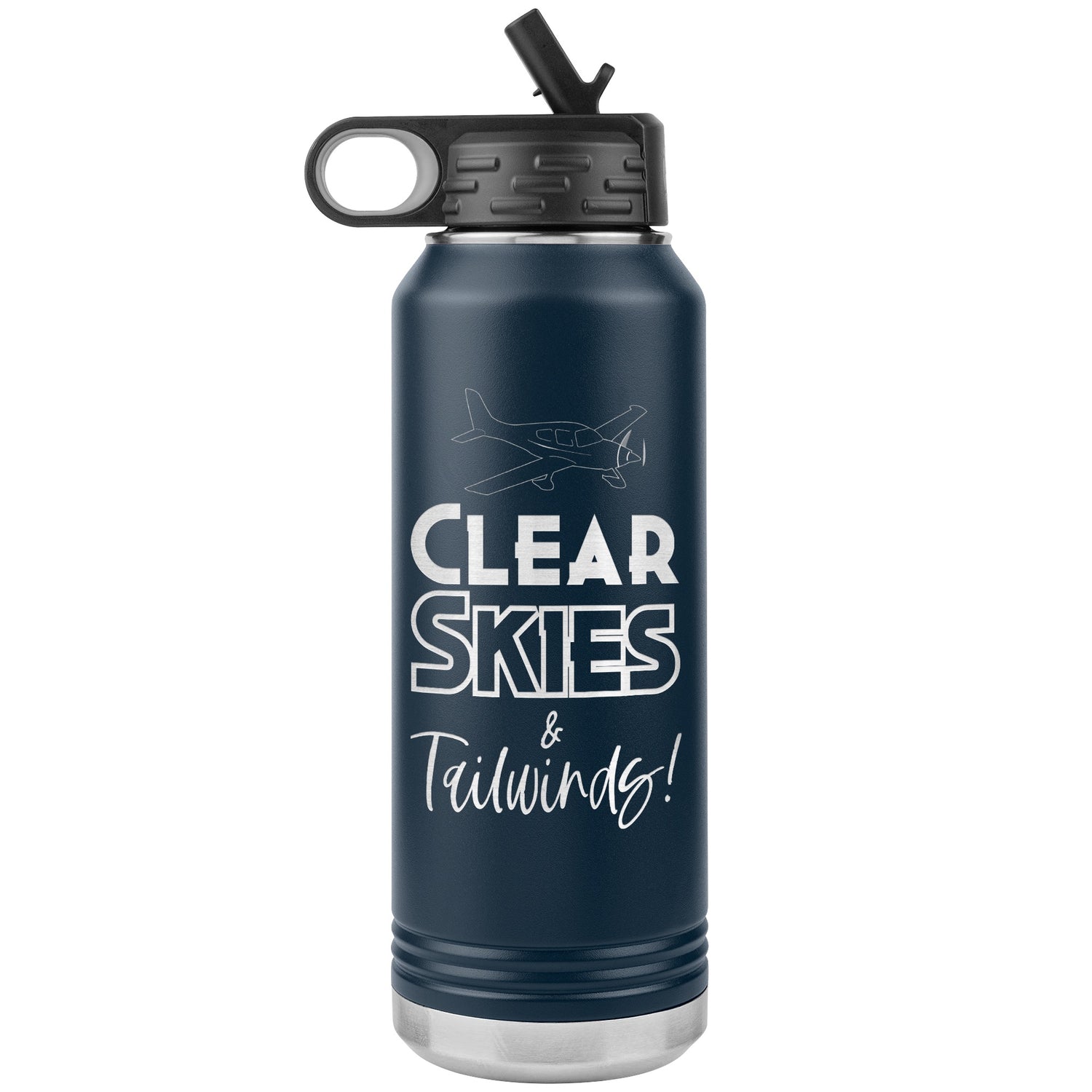 Clear Skies & Tailwinds! - 32 oz. water bottle (w/low wing)