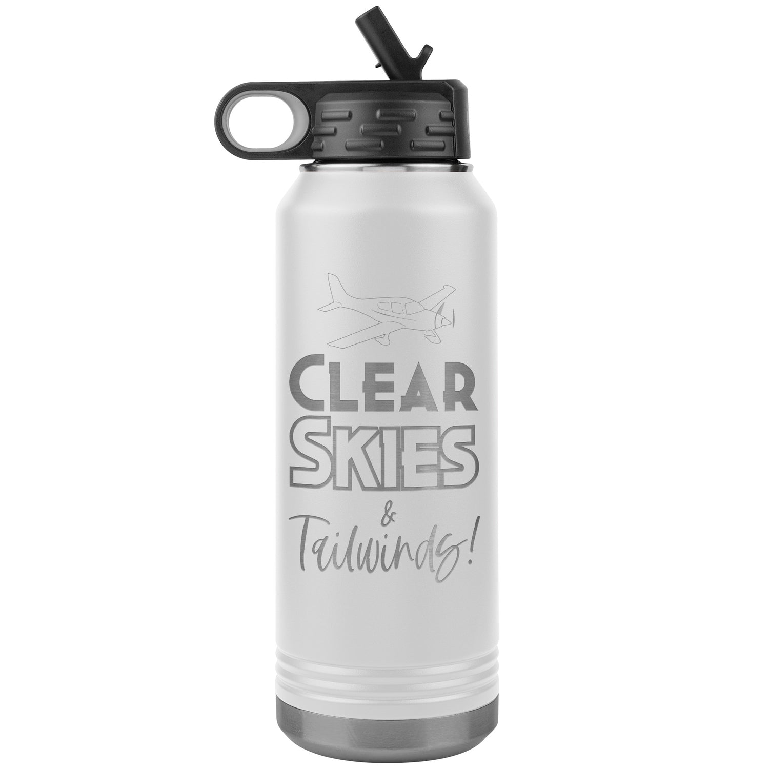 Clear Skies & Tailwinds! - 32 oz. water bottle (w/low wing)