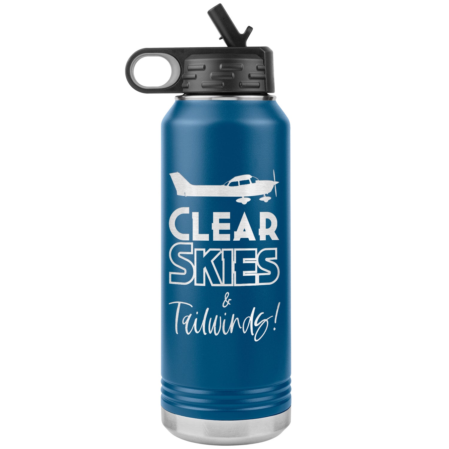 Clear Skies & Tailwinds! - 32 oz. water bottle (w/Cessna)