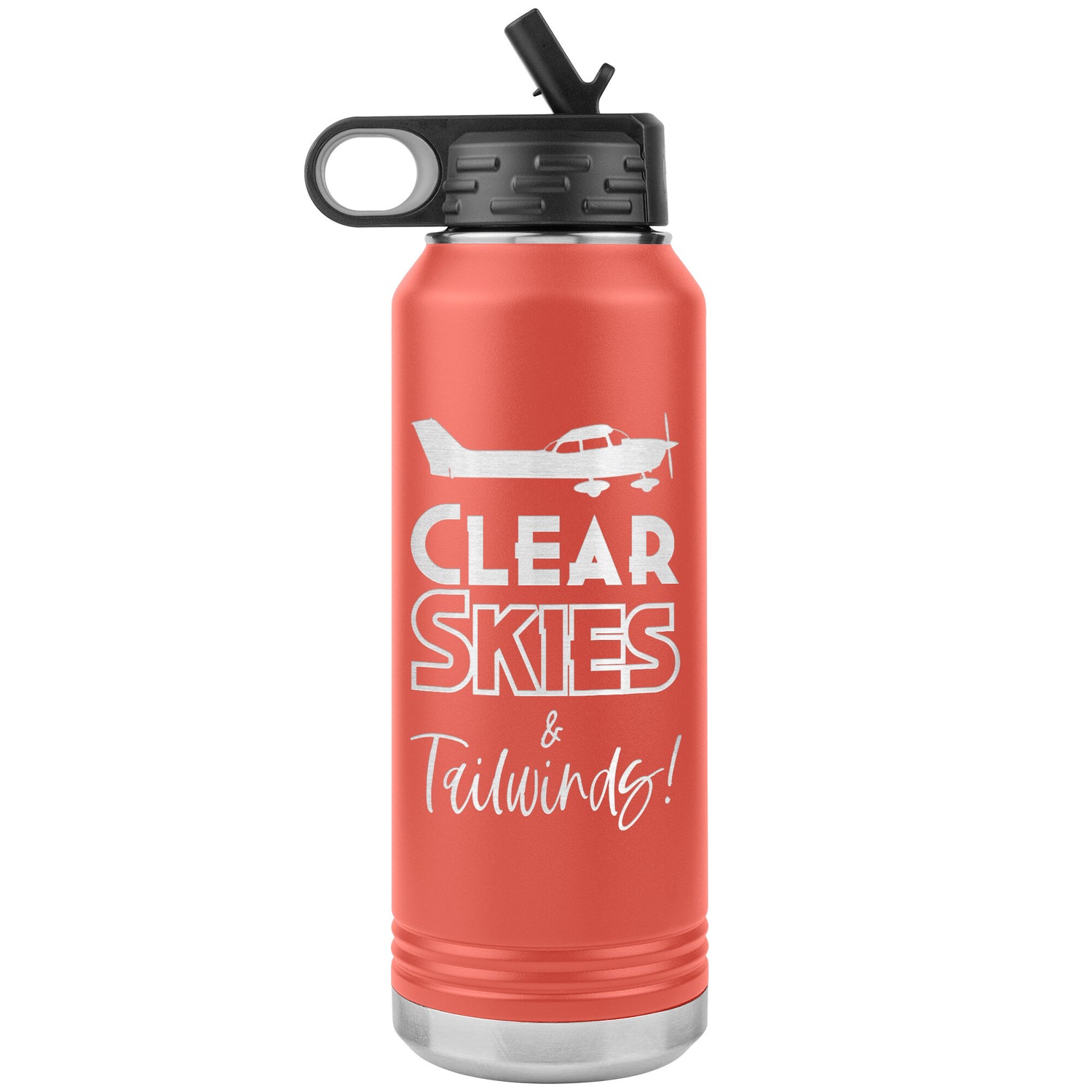 Clear Skies & Tailwinds! - 32 oz. water bottle (w/Cessna)