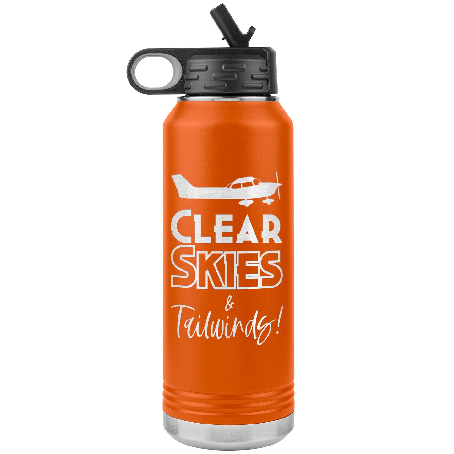 Clear Skies & Tailwinds! - 32 oz. water bottle (w/Cessna)