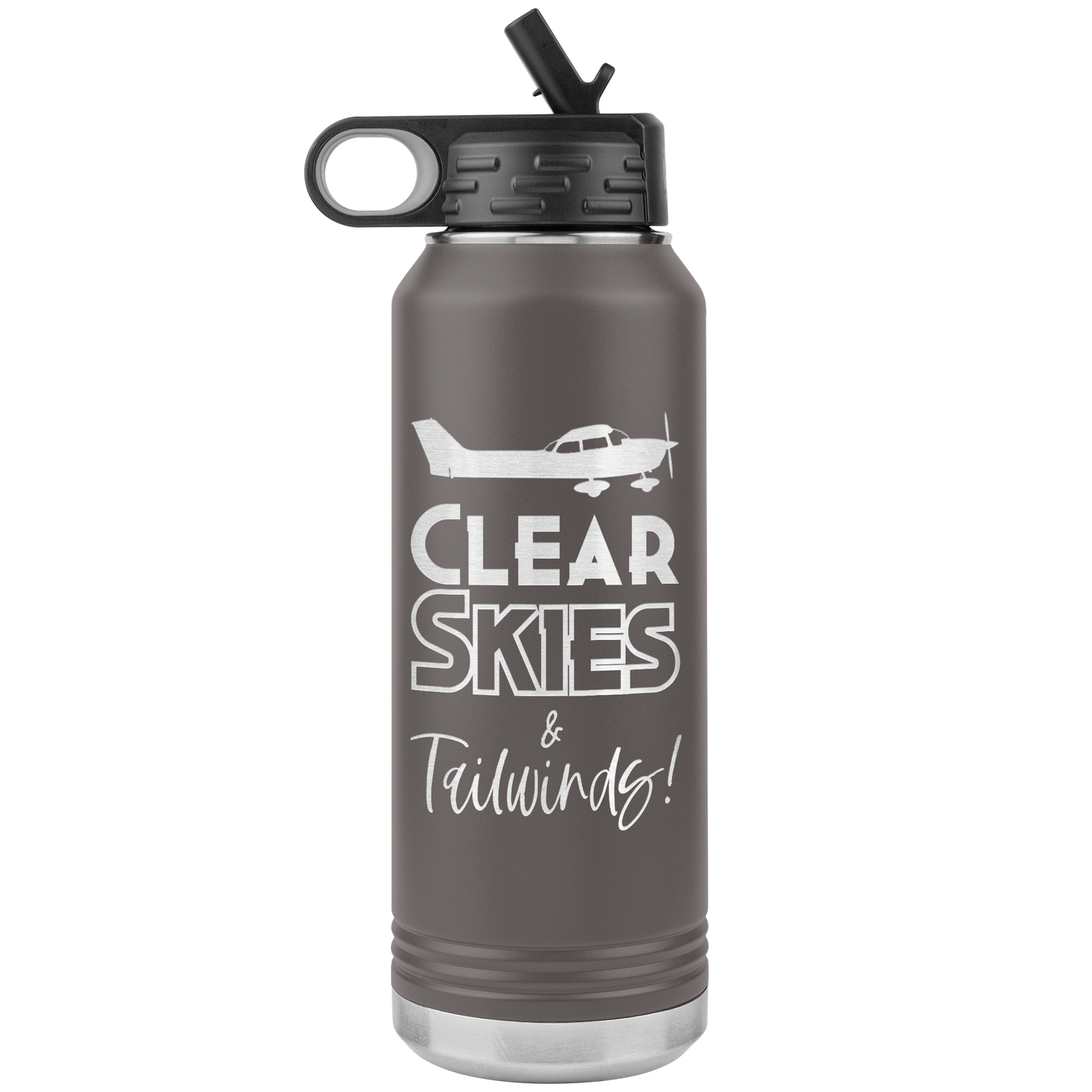 Clear Skies & Tailwinds! - 32 oz. water bottle (w/Cessna)