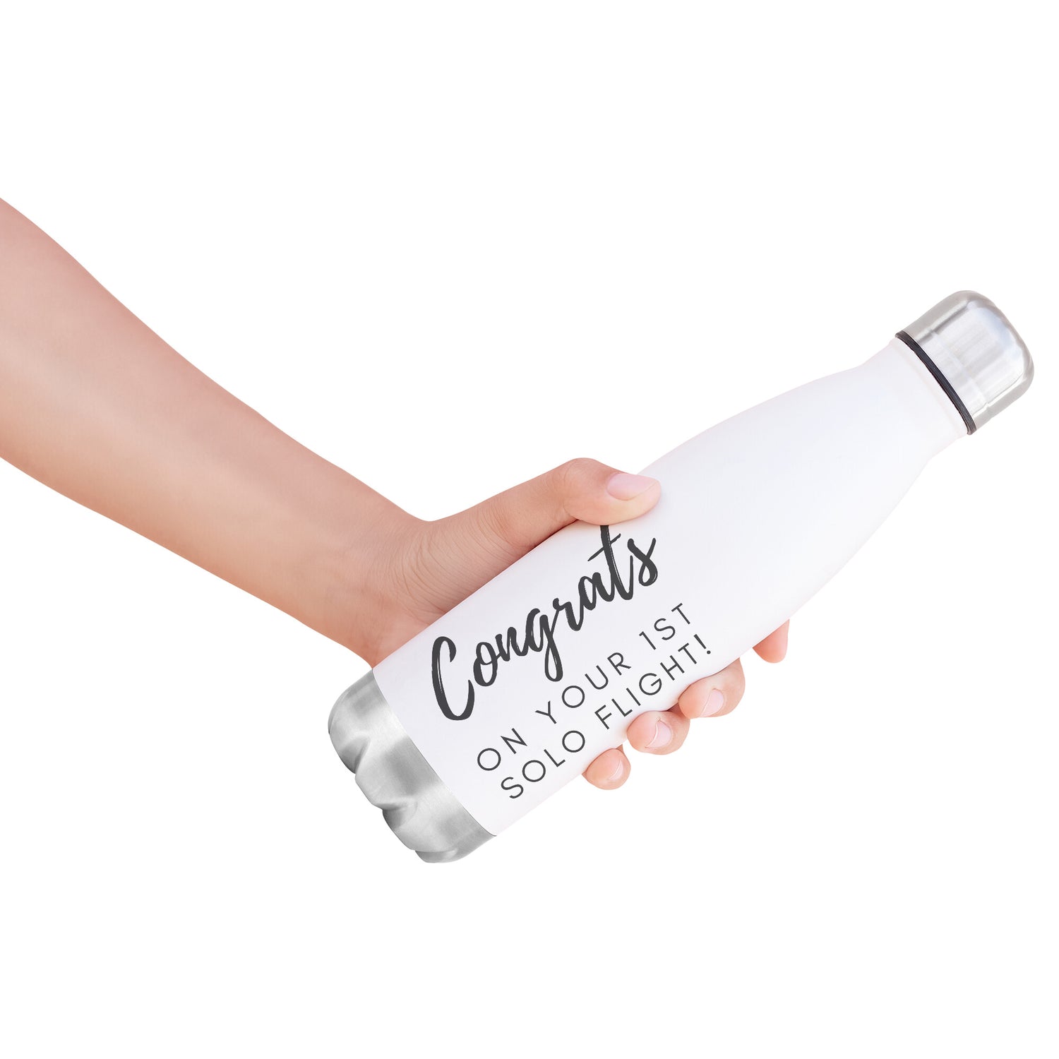 Congrats on your first solo flight! - stainless steel water bottle