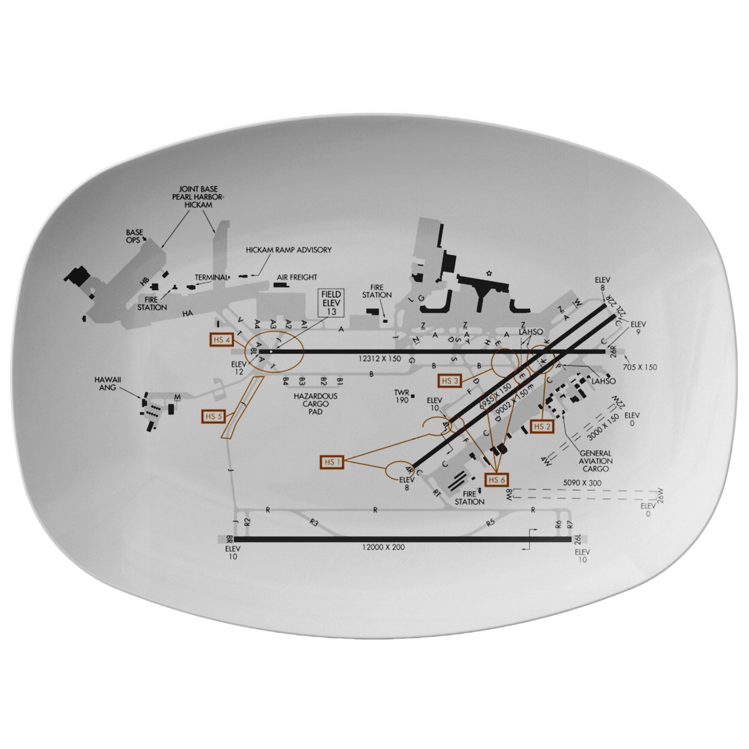 Honolulu Airport taxi diagram - serving platter