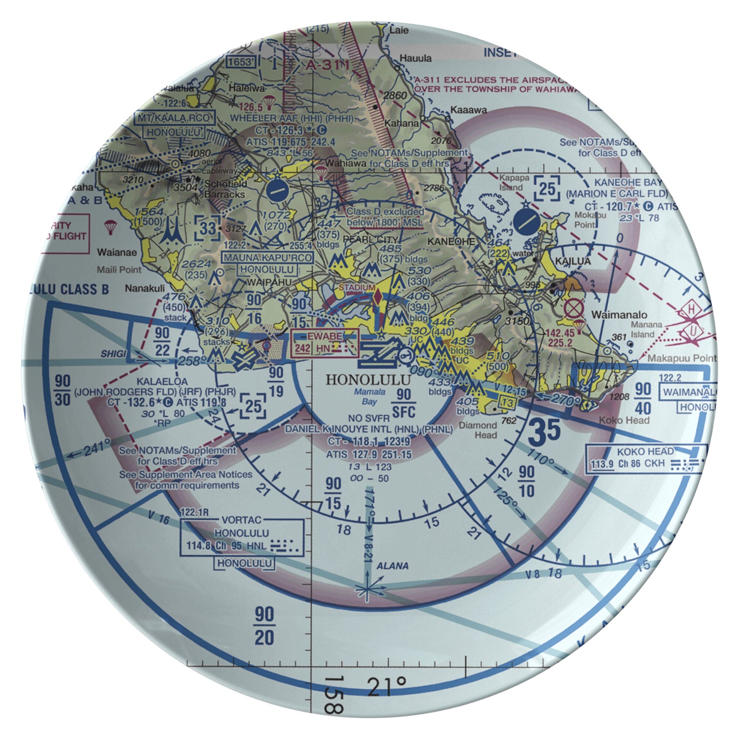 Honolulu Sectional Chart - dinner plate