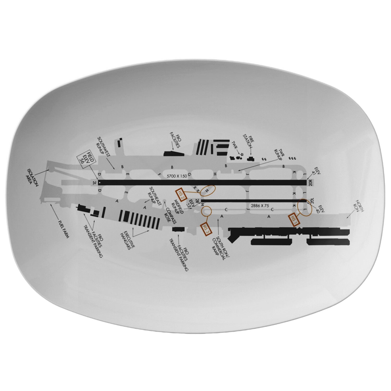 John Wayne / Orange County Airport taxi diagram - serving platter