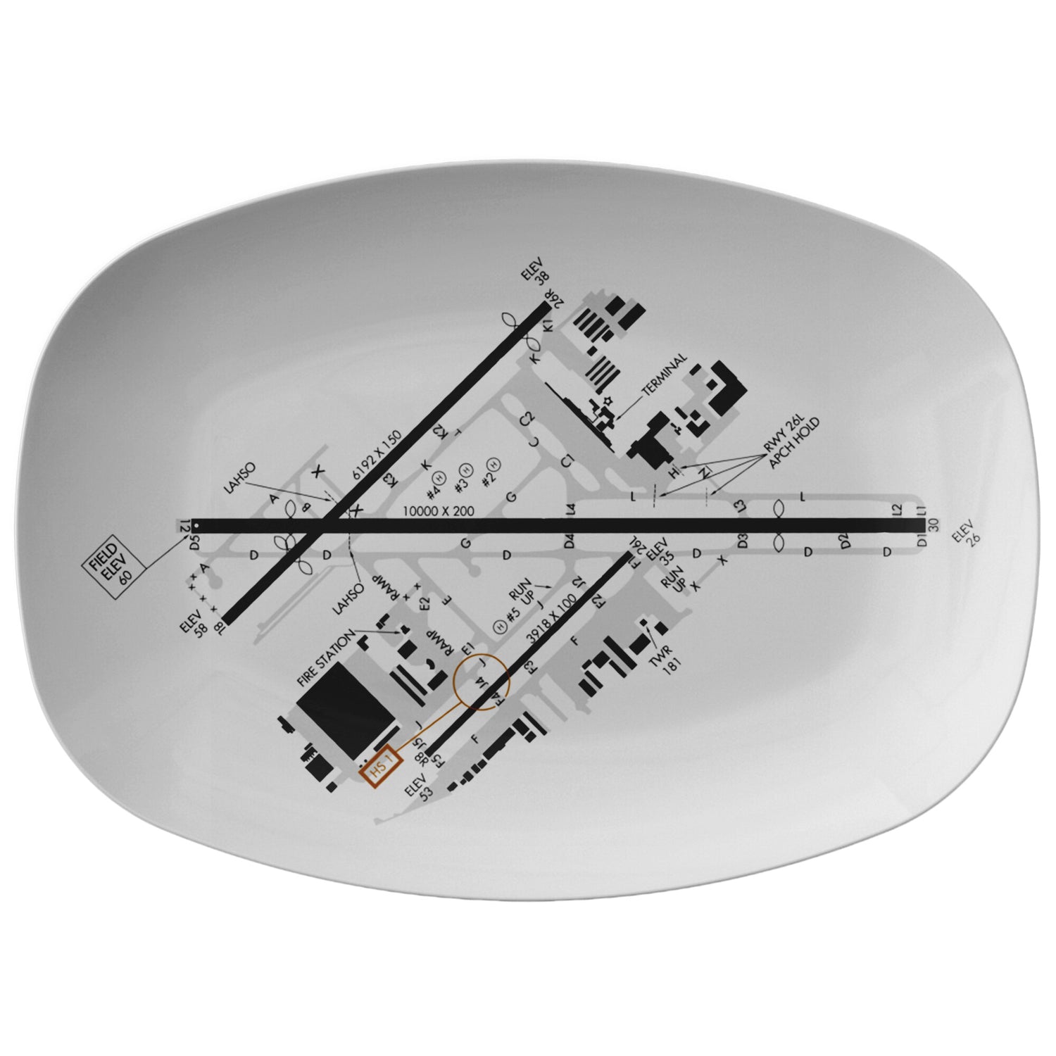 Long Beach Airport taxi diagram - serving platter