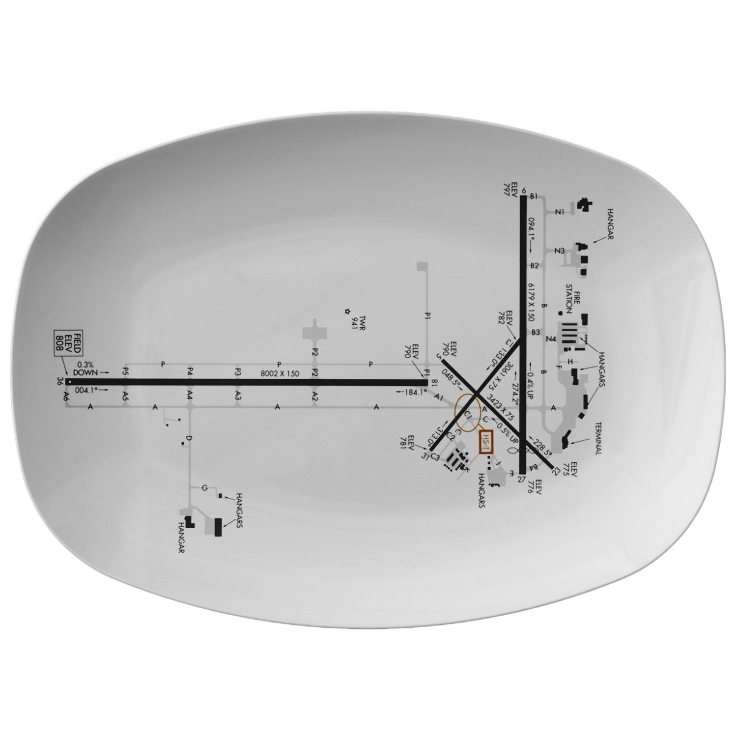 Wittman Regional Airport taxi diagram - serving platter