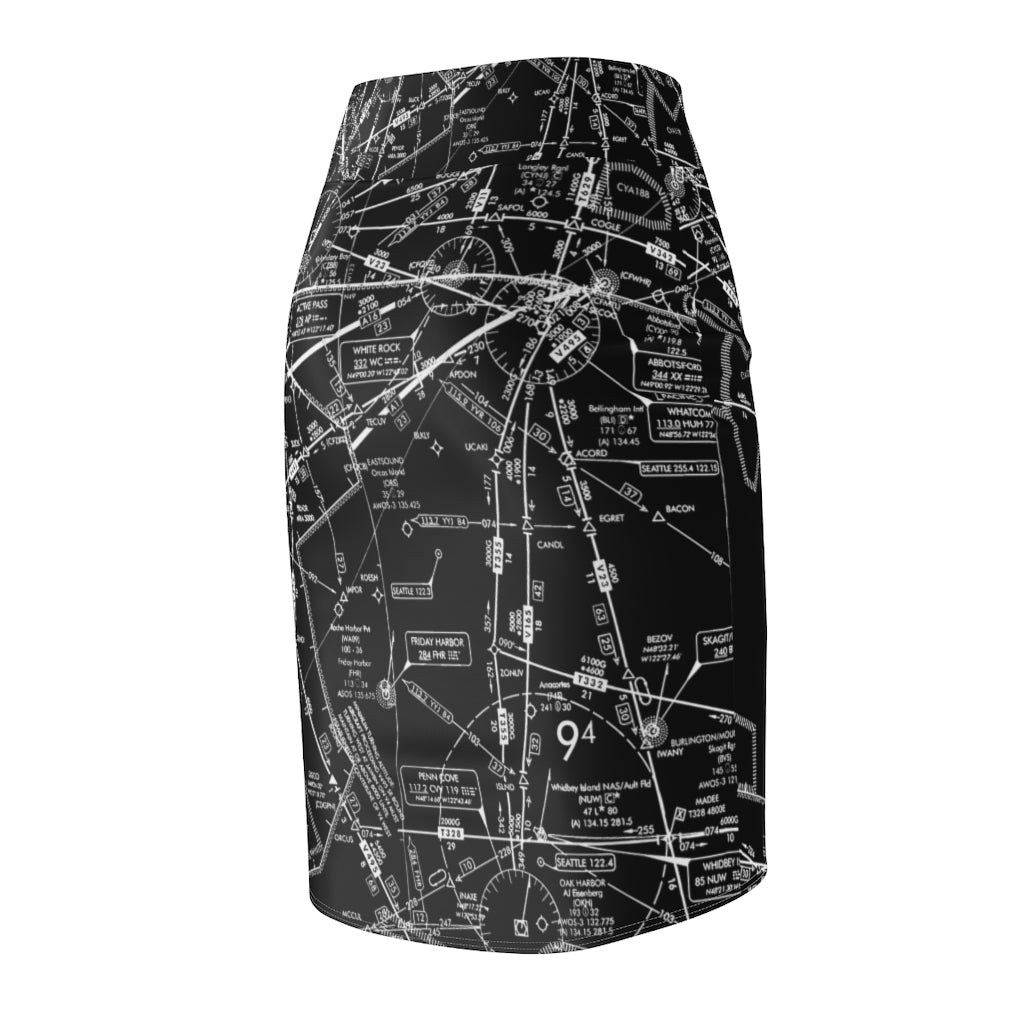 Enroute Low Altitude Chart - women's pencil skirt (black)