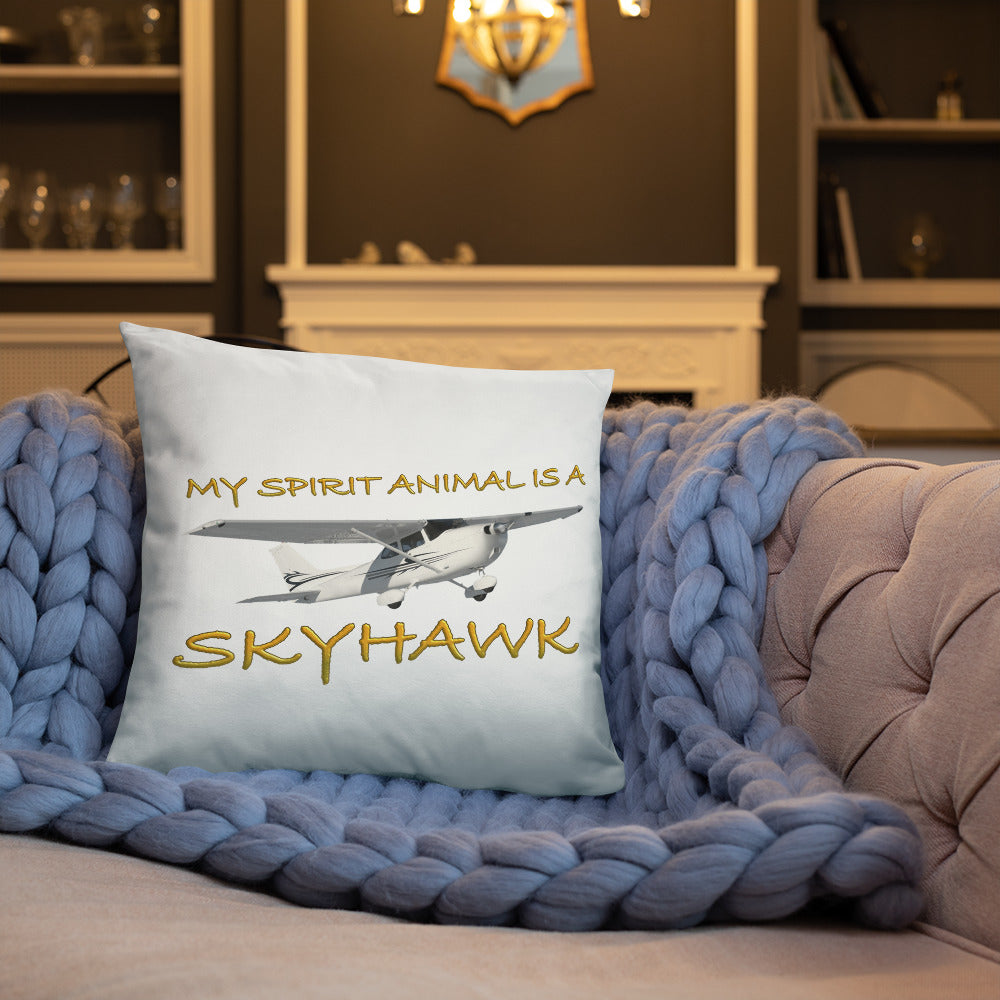 My Spirit Animal is a Skyhawk white basic pillow