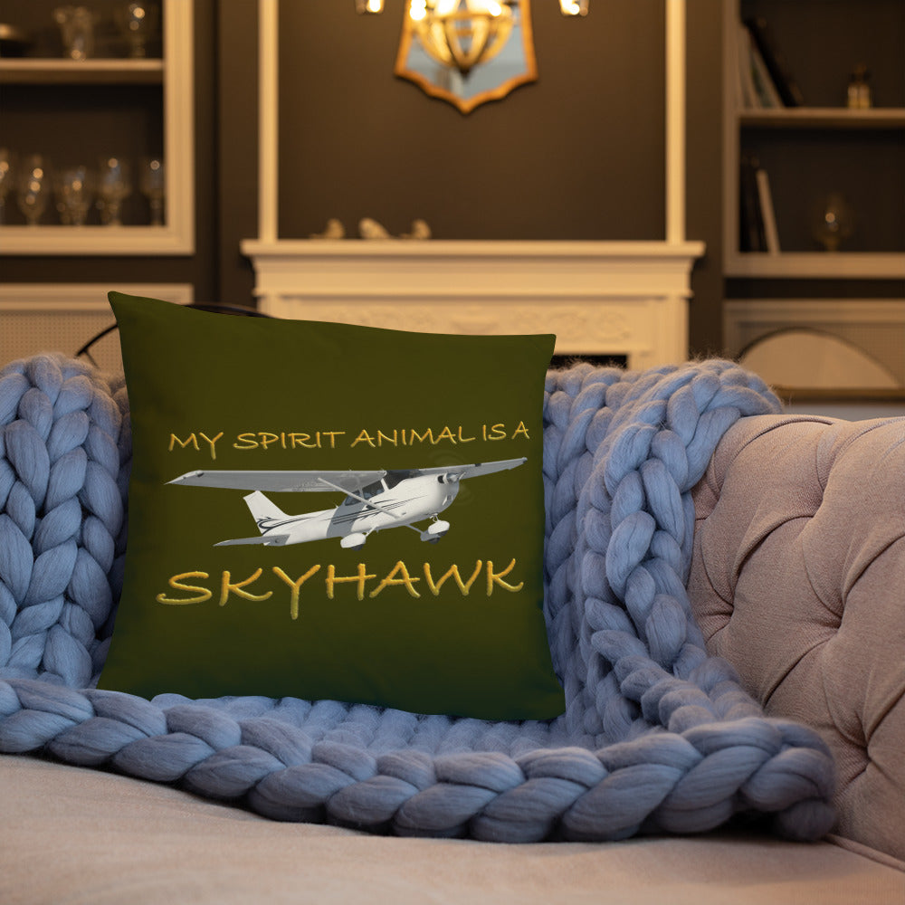 My Spirit Animal is a Skyhawk dark green basic pillow