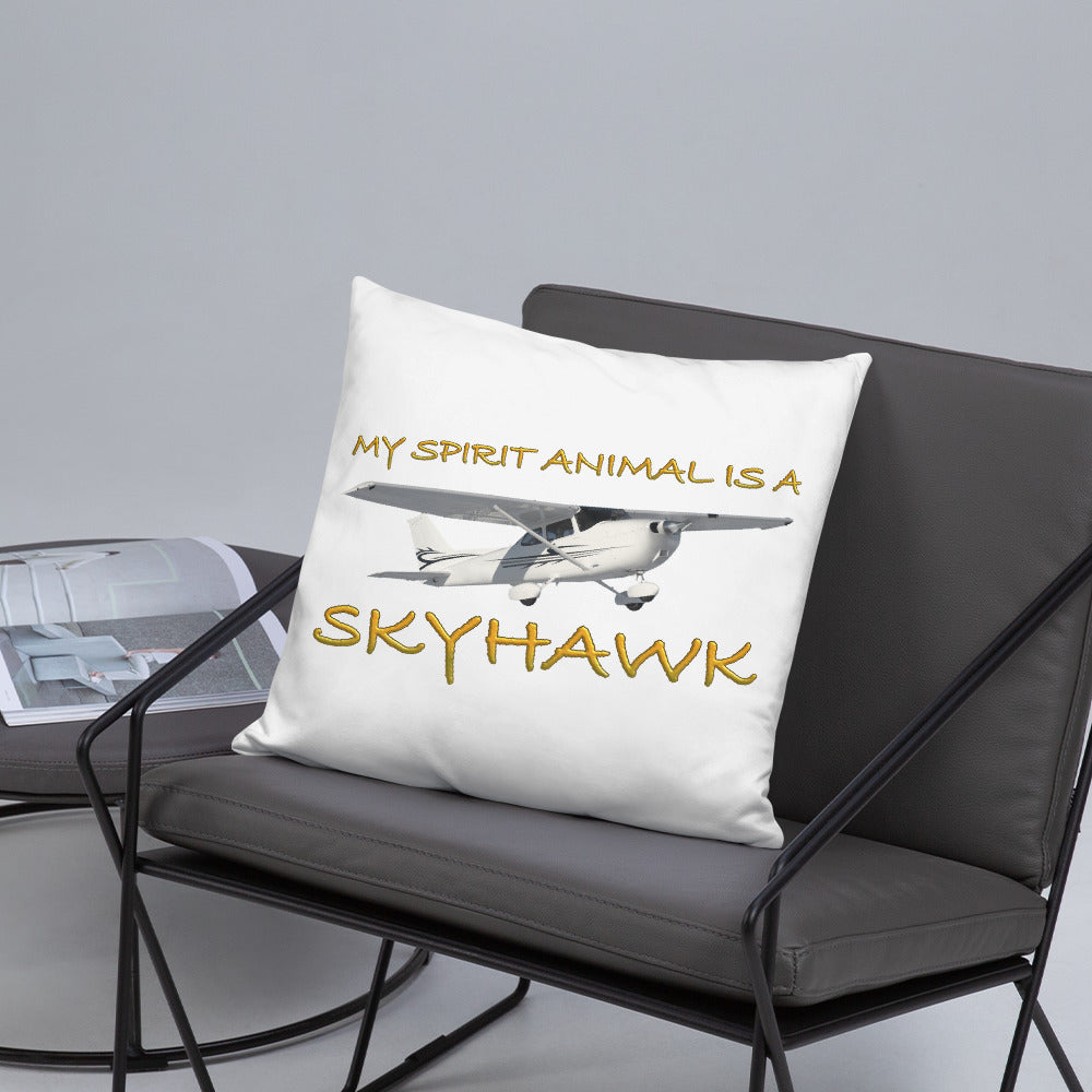 My Spirit Animal is a Skyhawk white basic pillow