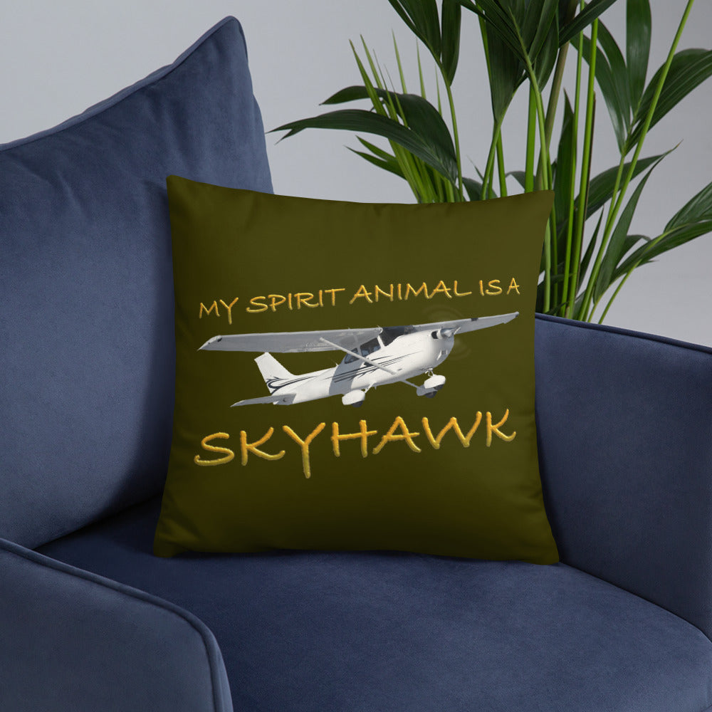 My Spirit Animal is a Skyhawk dark green basic pillow