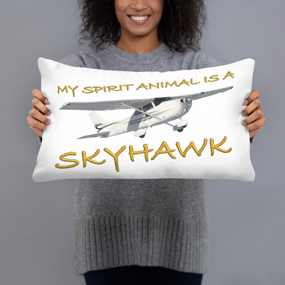 My Spirit Animal is a Skyhawk white basic pillow