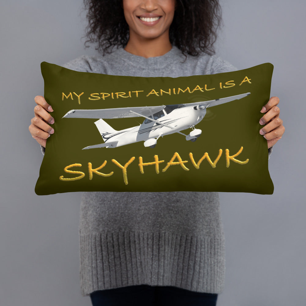 My Spirit Animal is a Skyhawk dark green basic pillow