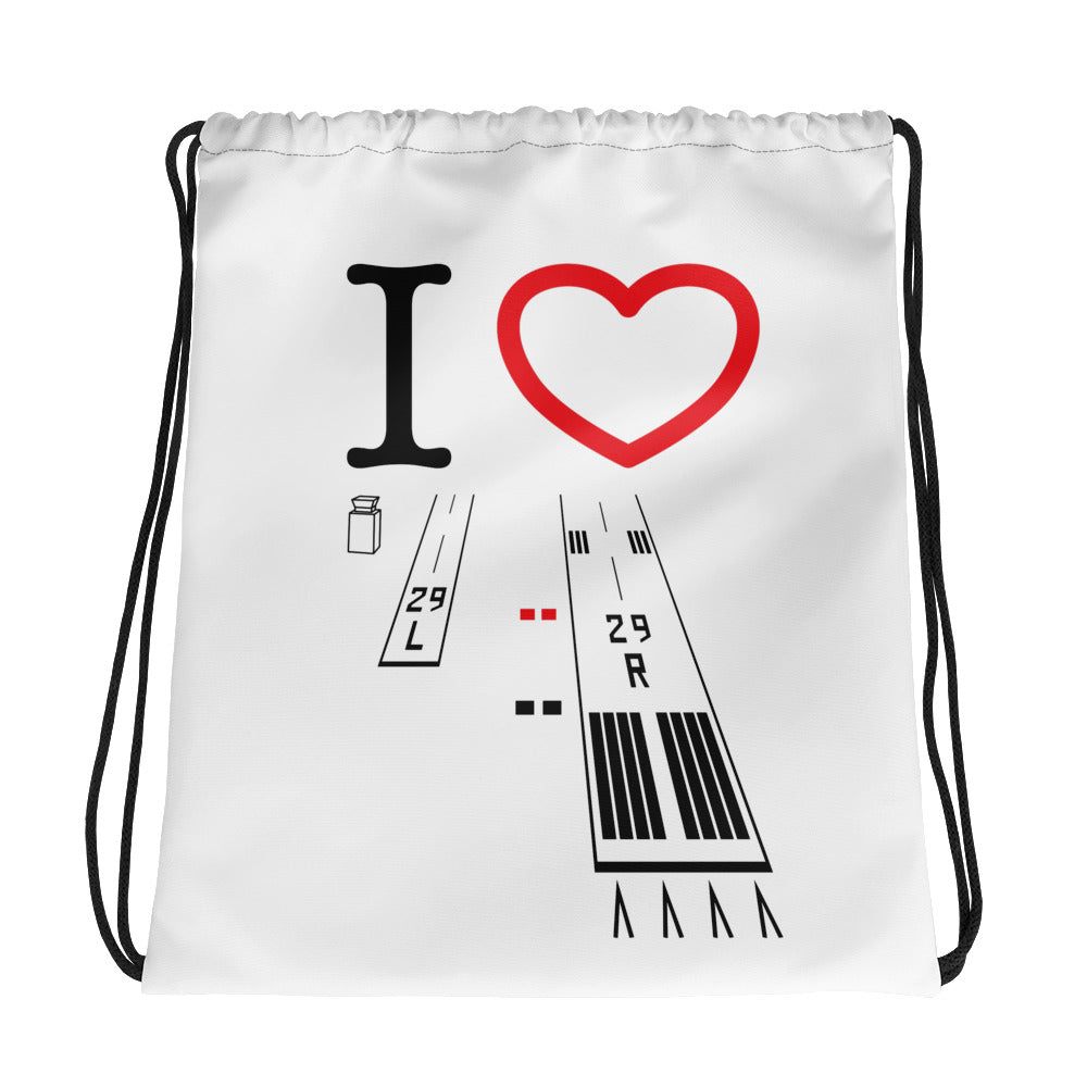 Torrance Airport Runways 29L - 29R / 11L - 11R drawstring bag