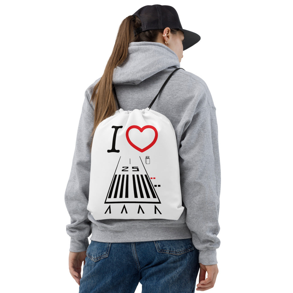 Hawthorne Airport Runway 25 / Runway 7 - drawstring bag