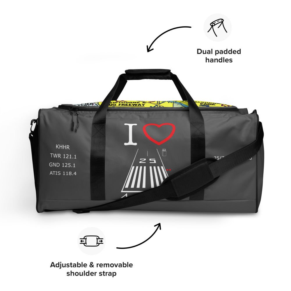 Hawthorne Airport Runway 25 / Runway 7 grey duffle bag