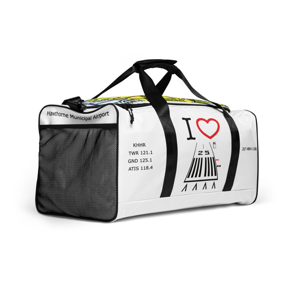 Hawthorne Airport Runway 25 / Runway 7 white duffle bag
