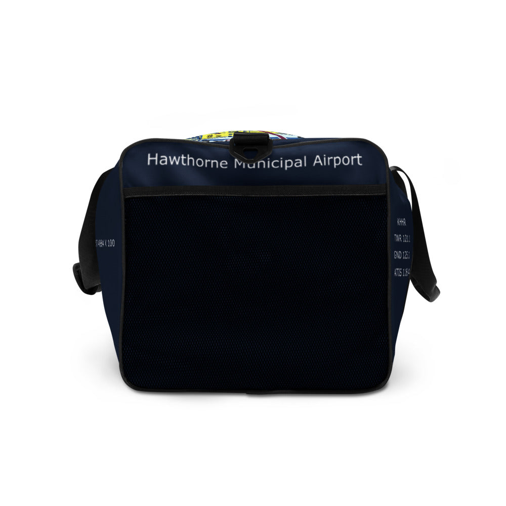 Hawthorne Airport Runway 25 / Runway 7 navy duffle bag
